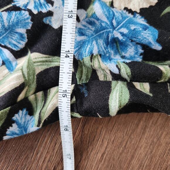 Kensie Linen Blend Floral Pull On Pants XL Minimalist Lagenlook Beach Summer - Picture 6 of 7